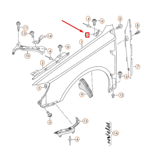 NEW AUDI A3 8V FRONT RIGHT FENDER BRACKET 8V0821472A ORIGINAL