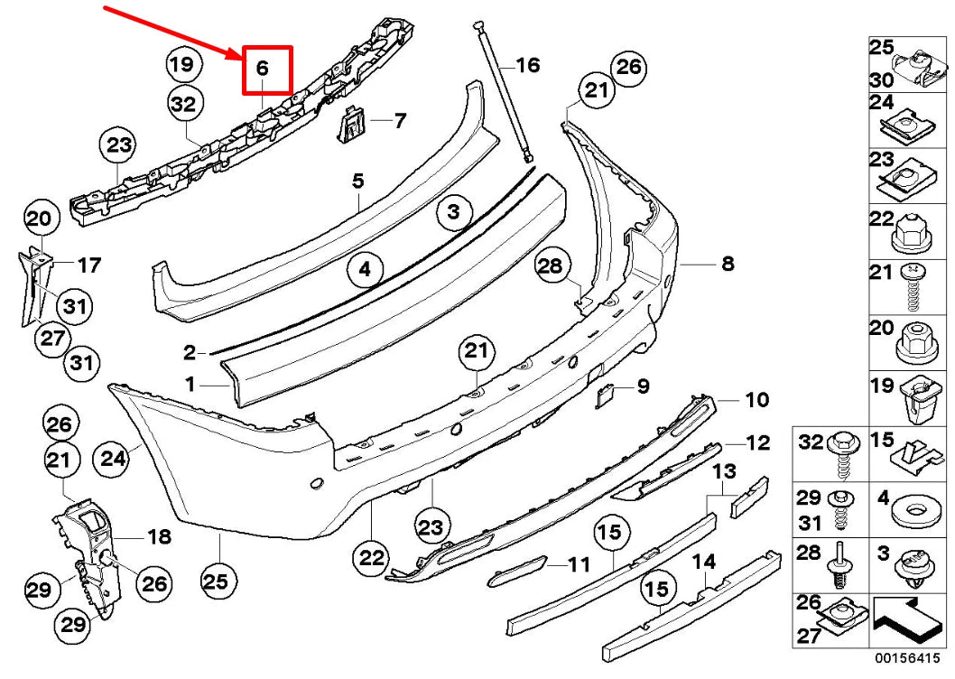 NEW BMW X3 E83 REAR CENTRE BUMPER MOUNT 3414404 51123414404 ORIGINAL