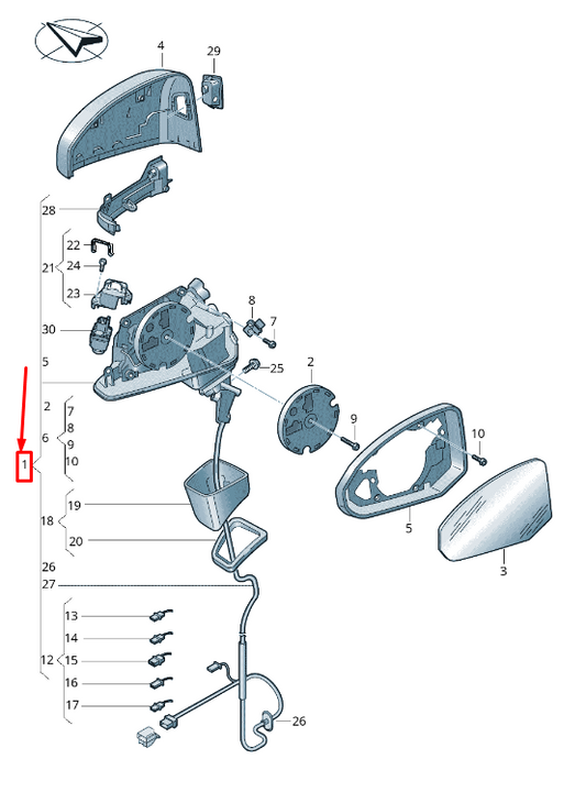 new audi q3 f3 sportback front right side wing mirror lhd 83b857410j9b9 original