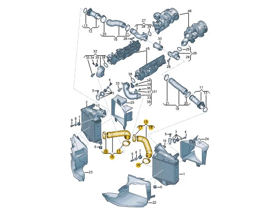 NEW AUDI Q7 4M LEFT LOWER INTERCOOLER HOSE PIPE 4M0145737AD