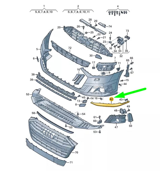 NEW AUDI A8 4N D5 FRONT BUMPER LEFT TRIM 4N0853333BY9B ORIGINAL