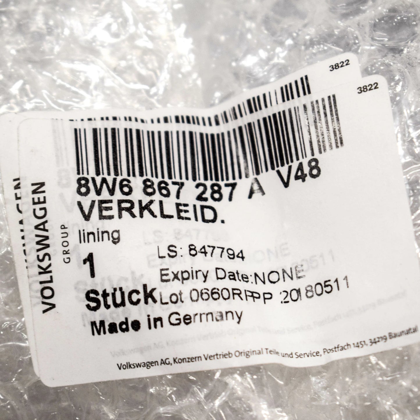 NEW AUDI A5 S5 8W6 CONVERTIBLE LEFT C PILLAR TRIM 8W6867287AV48 ORIGINAL