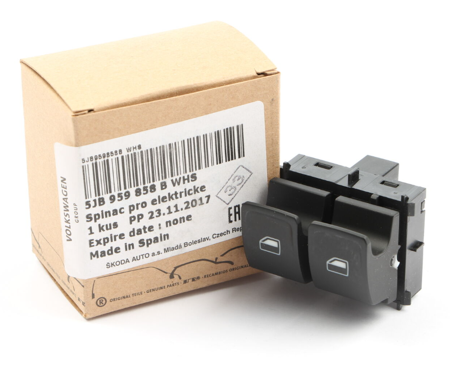 new skoda rapid nh front door window switch lhd 5jb959858bwhs original