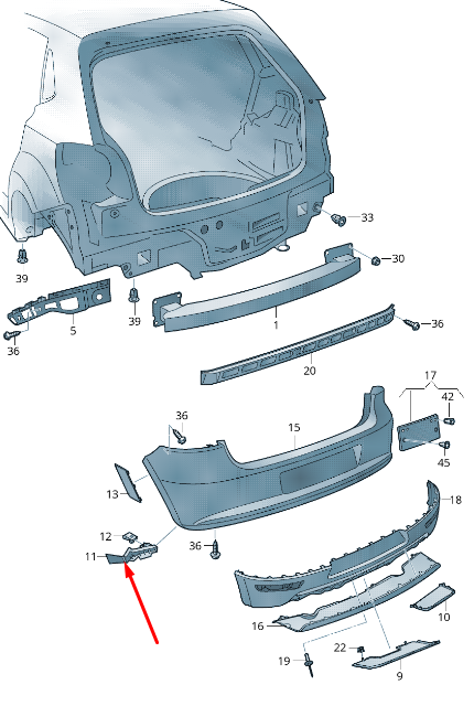 new volkswagen polo 6r 6c rear left bumper bracket 6r6807409 original
