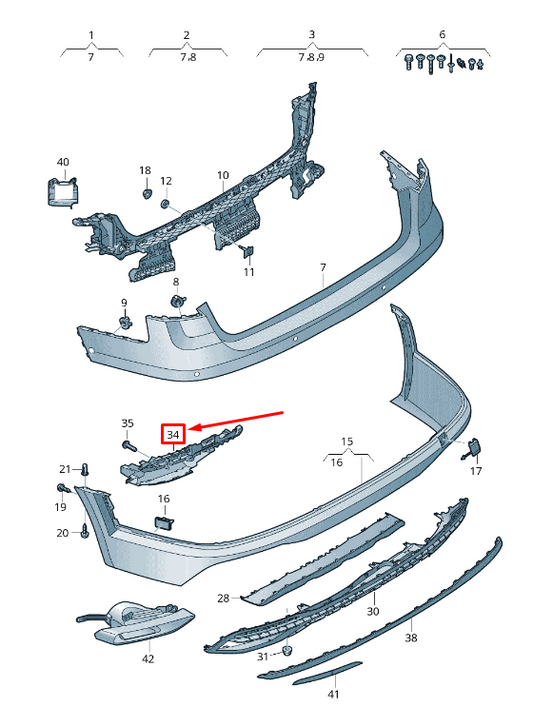 new audi a4 avant b9 rear right bumper cover bracket 8w9807348a original