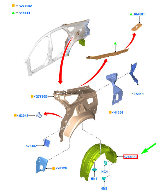 new ford mondeo mk5 rear left wheel housing liner 2374698 original