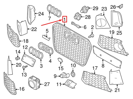 Audi RS7 plus Sportback Front Radiator Grille 4G8853651LT94 ORIGINAL