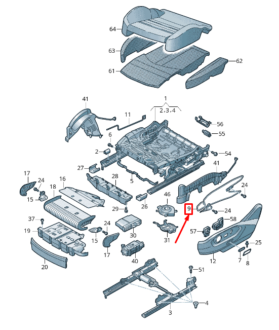 new vw touareg cr left outer seat trim retainer 760881559c original