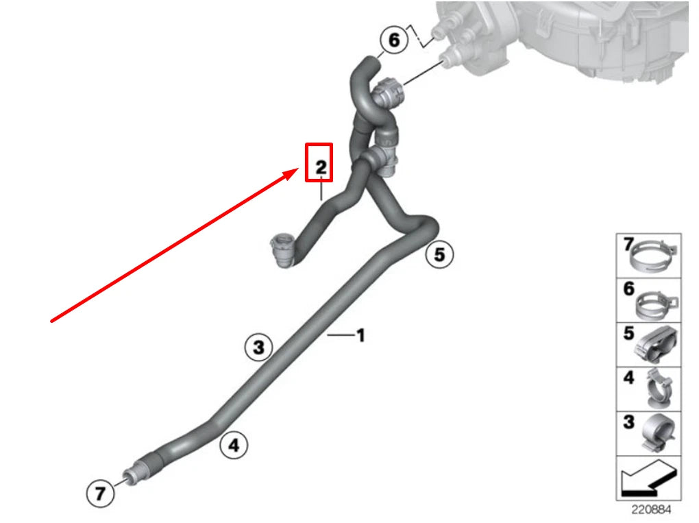 NEW BMW X4 F26 RETURN COOLANT HOSE 64219193255 9193255 ORIGINAL