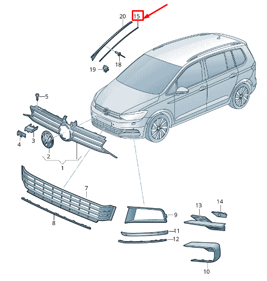 new vw touran 5t left retaining strip 5ta854541 original