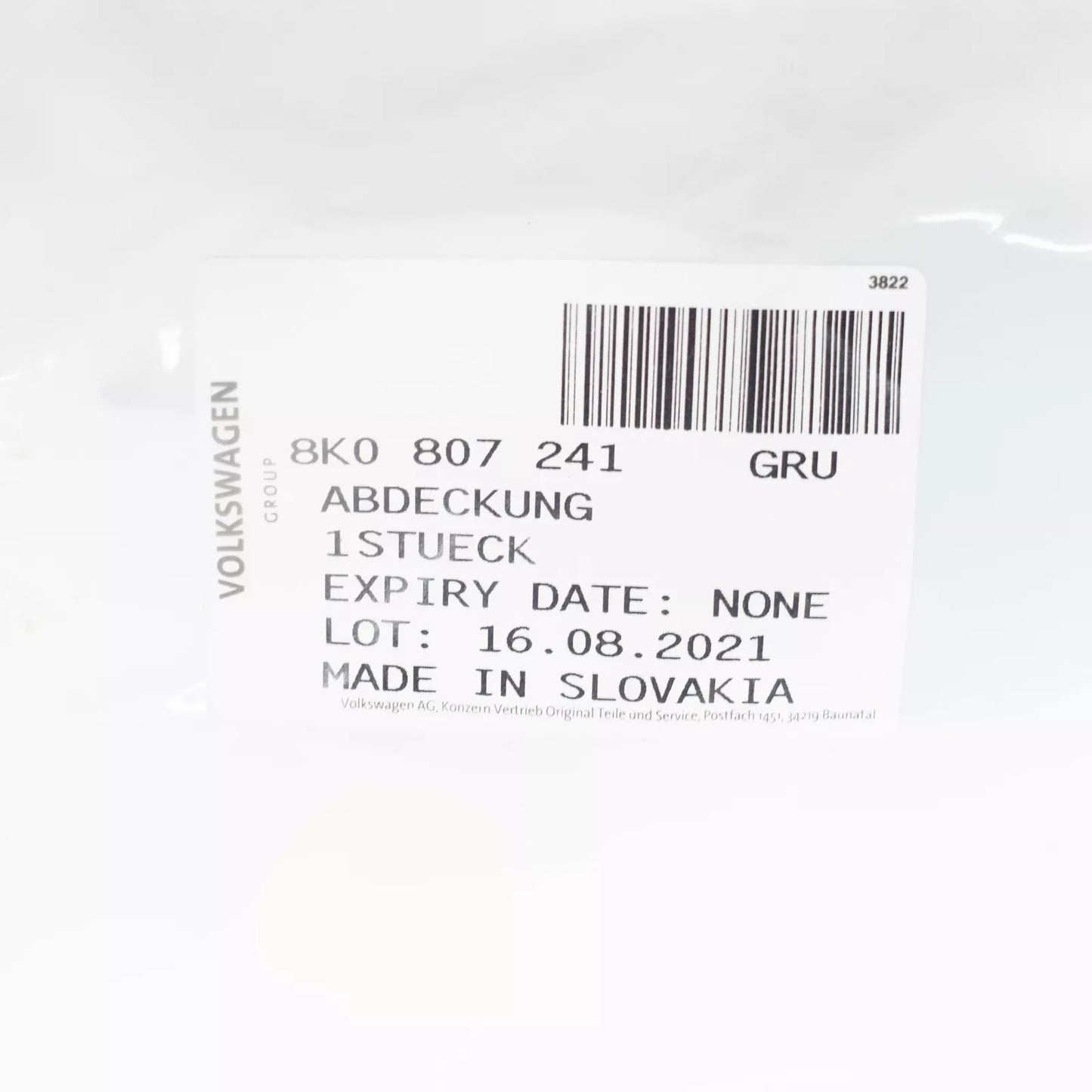 NEW AUDI A4 B8 FRONT BUMPER TOW HOOK EYE COVER 8K0807241GRU ORIGINAL