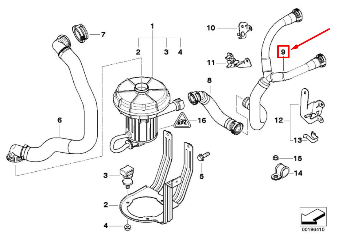 NEW BMW 7 E65, E66, E67 AIR INJECTION PUMP HOSE 11727556960 7556960 ORIGINAL