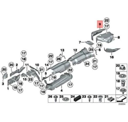 NEW BMW 5 GRAN TURISMO F07 REAR LEFT HEAT PROTECTION BUMPER 51487193501 ORIGINAL