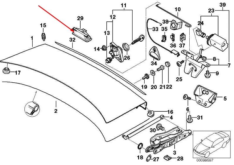 NEW BMW 5 E60 REAR TRUNK LID RELEASE HANDLE 51248168035 8168035 2007 ORIGINAL