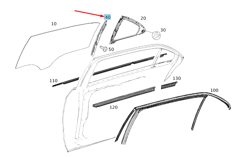 new mercedes-benz e w212 rear right door window divider a2127300219 original