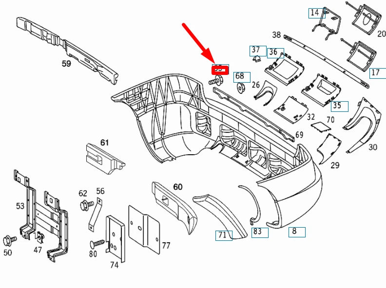 NEW MERCEDES-BENZ ML W163 REAR BUMPER MOUNTING SCREW A0079904201 ORIGINAL