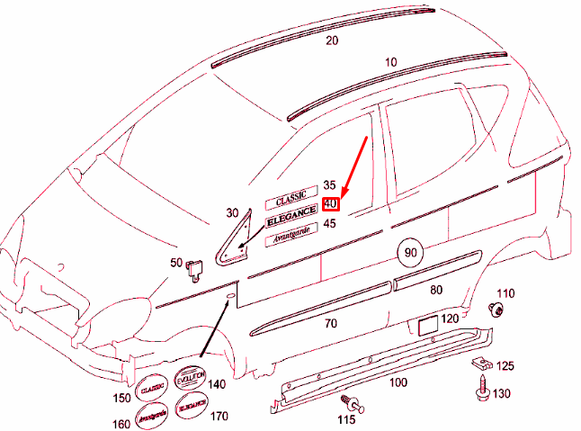 NEW MERCEDES-BENZ A W168 ELEGANCE BADGE EMBLEM A2108171520 ORIGINAL
