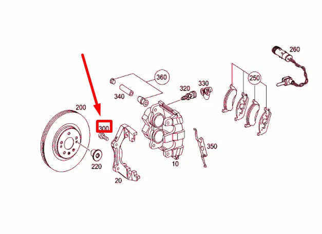 NEW MB ML W164 FRONT BRAKE CALIPER BRACKET MOUNTING BOLT A0199905601 ORIGINAL
