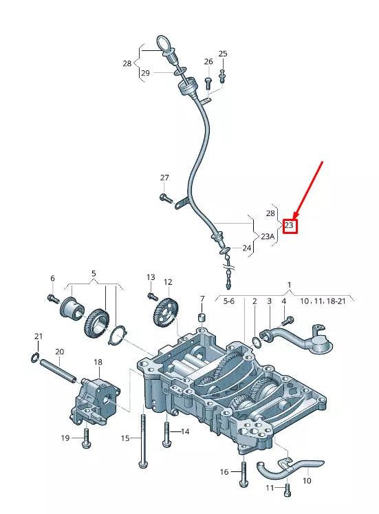 NEW VW AMAROK 2H ENGINE OIL DIPSTICK TUBE 03L115629G ORIGINAL