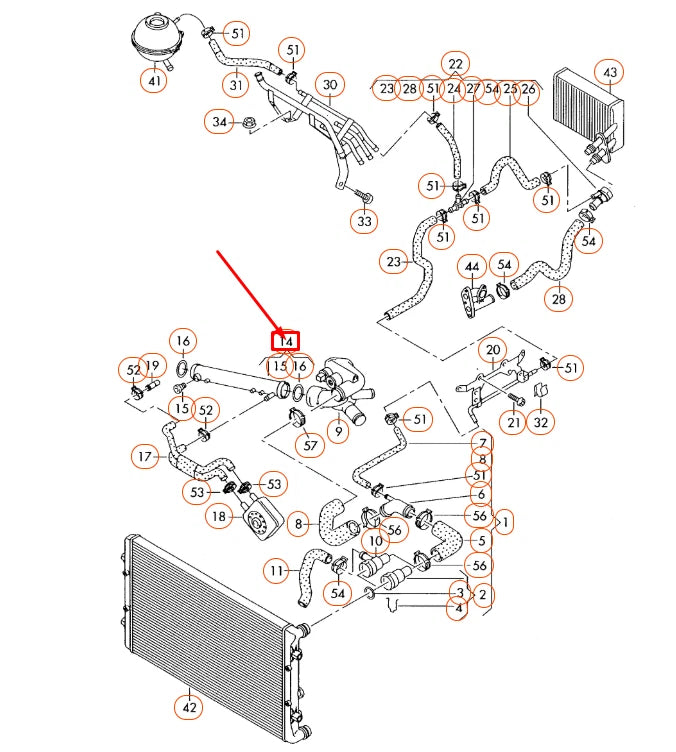 NEW AUDI A3 8P ENGINE COOLANT PIPE 022121050
