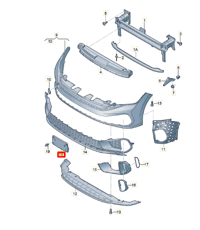 NEW VOLKSWAGEN JETTA A7 MK7 FRONT BUMPER NUMBER HOLDER 17A807287G9B9 ORIGINAL
