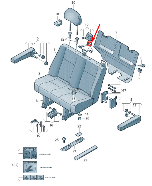 NEW VOLKSWAGEN CRAFTER 2F MK1 BENCH SEAT BELT GUIDE 2E0881259 ORIGINAL