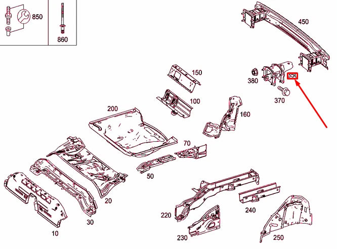 NEW MERCEDES-BENZ A W176 END FLOOR REAR LEFT REINFORCEMENT A2466102925 ORIGINAL