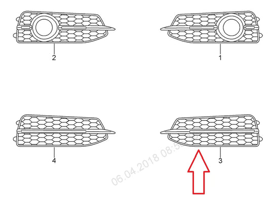 NEW AUDI A6 C7 LEFT FOG LIGHT SURROUND GRILLE 4G0807681D9B9 2011 ORIGINAL