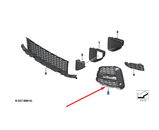 NEW BMW X1 F48 M FRONT LEFT LATERAL GRID GRILL 5A2D4E5 51115A2D4E5 ORIGINAL