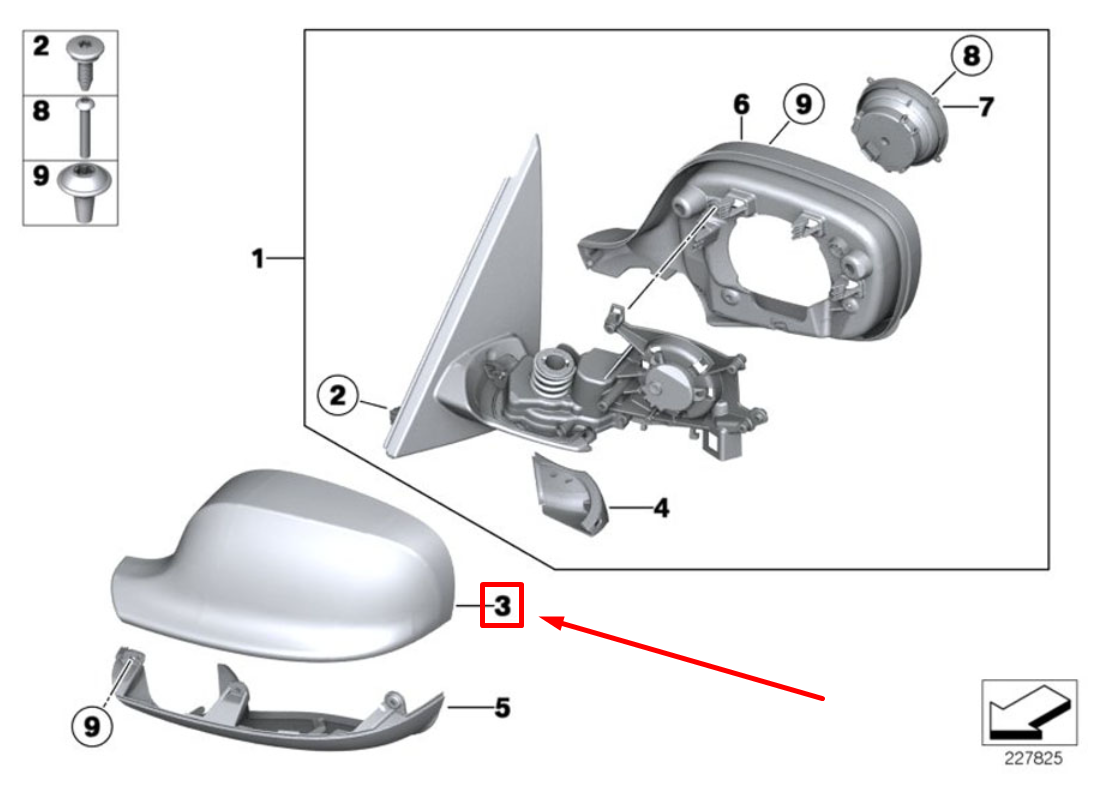 new bmw x3 f25 front left door mirror frame 7238047 51167238047 original