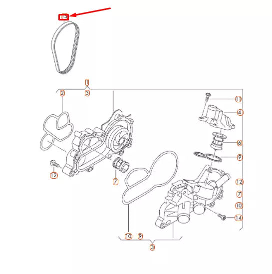 NEW AUDI A3 8V COOLANT PUMP TOOTHED BELT 04E121605L ORIGINAL