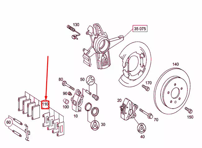 NEW MERCEDES-BENZ ML W163 REAR WHEEL BRAKE PAD KIT A1634200420 ORIGINAL