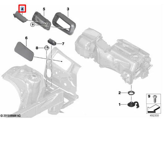 NEW BMW X5 G05 HEATER EVAPORATOR RADIATOR COVER 64319389368 ORIGINAL