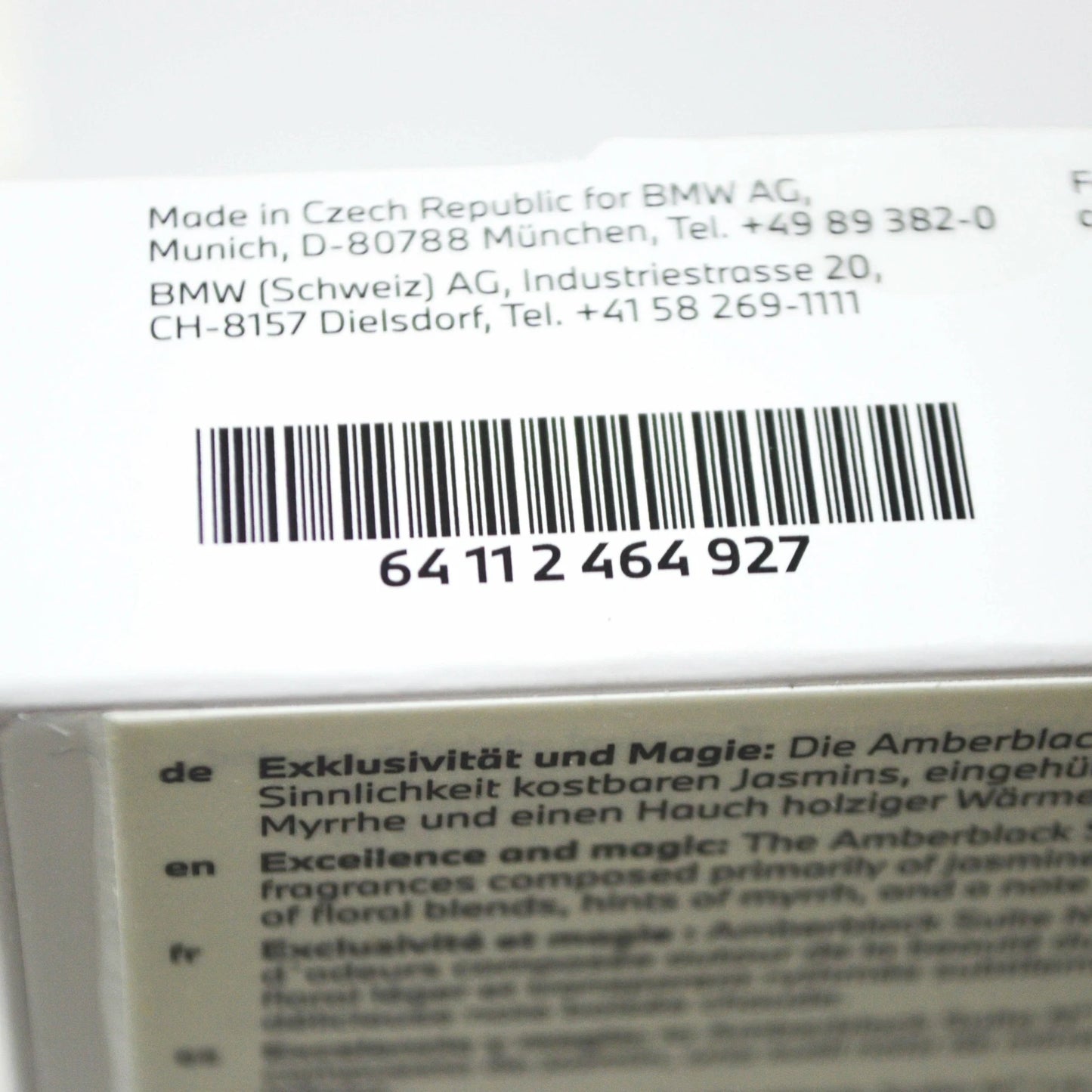 NEW BMW AIR FRESHENER AMBER BLACK REFILL 64112464927 ORIGINAL