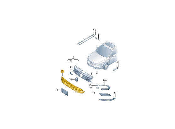 new volkswagen jetta mk7 a7 front bumper lower grille 5c6853677e9b9 original