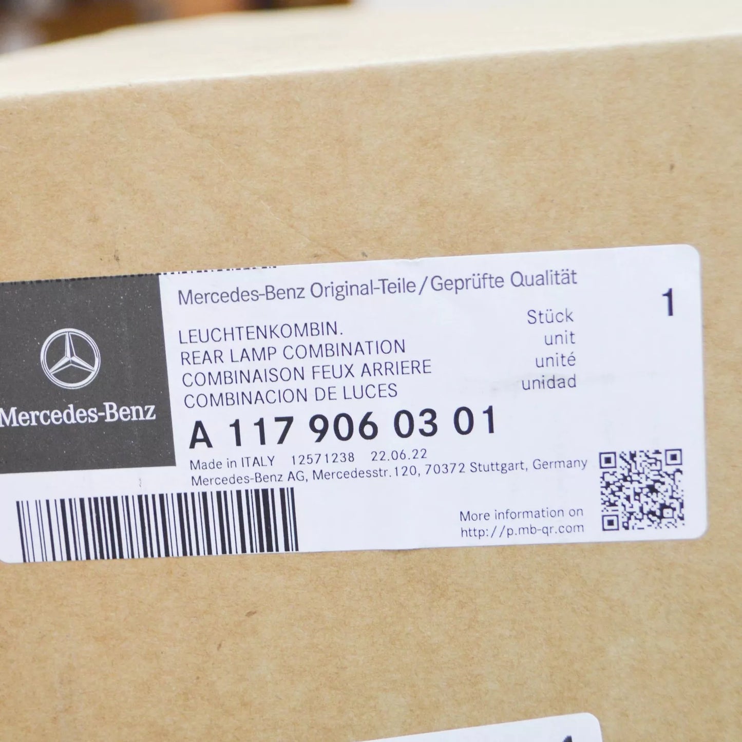 NEW MERCEDES-BENZ CLA COUPE C117 REAR LEFT TAILLIGHT A1179060301 ORIGINAL