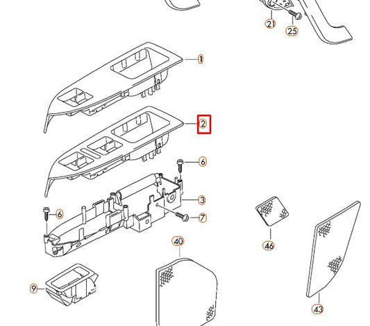 NEW VW TOURAN MK1 FRONT LEFT WINDOW CONTROL TRIM LHD 1T1867371H75R