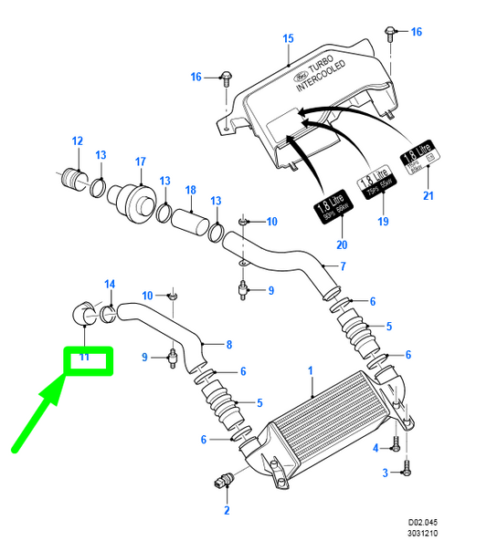 new ford focus mk1 intercooler hose xs4q-6k683-fa 1229491 original