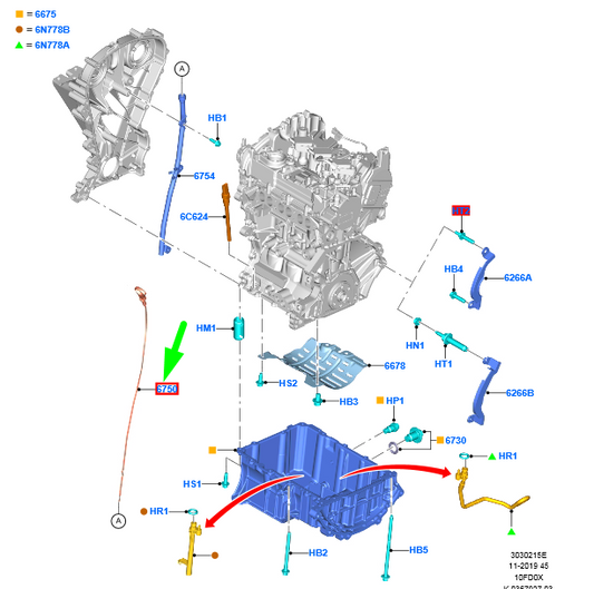 new ford puma oil dip stick 2566276 n6bg-6750-ab original