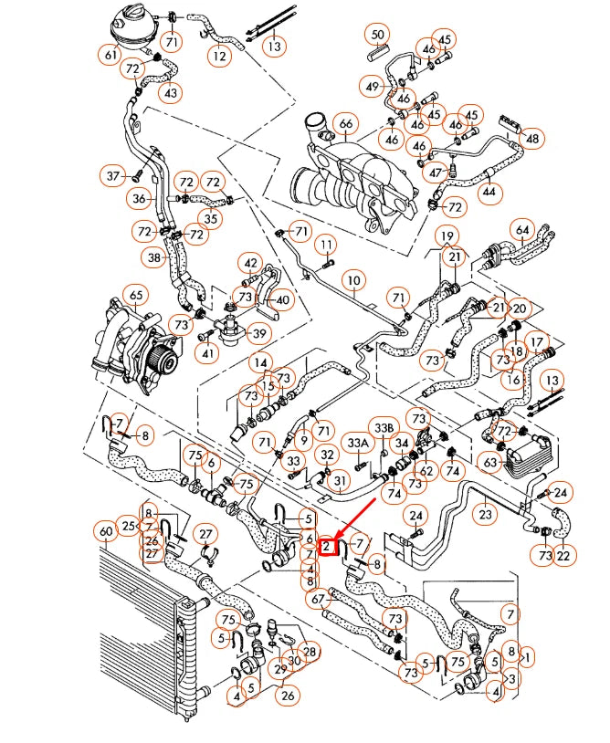 NEW VW BEETLE A5 UPPER RADIATOR COOLANT HOSE 1K0122101LA ORIGINAL