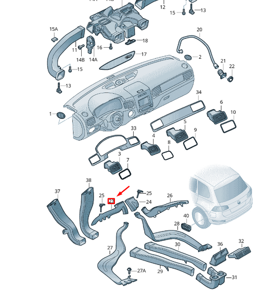 new vw touareg 7p mk2 left footwell vent lhd 7p0819623 original