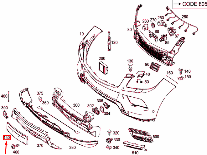 NEW MERCEDES-BENZ ML W166 FRONT LICENSE PLATE MOLDING A2928851081 ORIGINAL