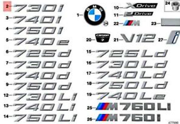 new bmw 7 g11 rear tailgate bootlid badge 51147376810 original