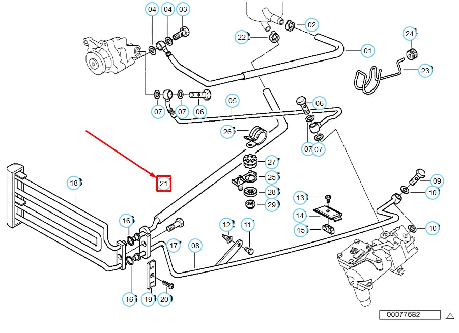 NEW BMW 7 E38 POWER STEERING RADIATOR RETURN HOSE 32411093394 1093394 ORIGINAL