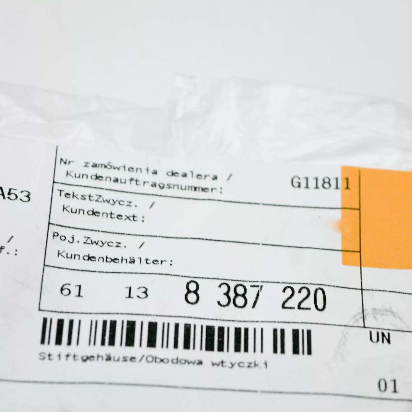 NEW BMW 1 F40 PLUG PIN TERMINAL CONNECTION 61138387220 ORIGINAL