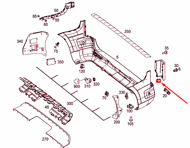 NEW MB VITO W447 REAR BUMPER RIGHT BOTTOM COVER A44788513229B51 ORIGINAL