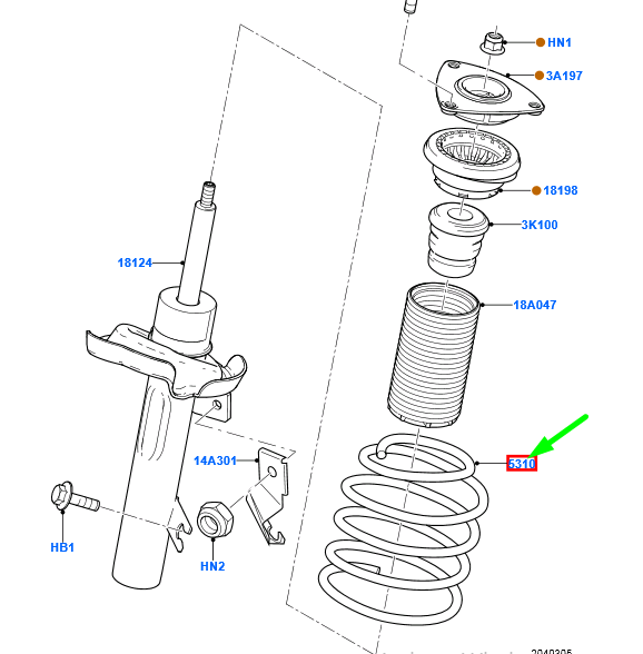 new ford focus mk2 front coil spring 1348883 4m51-5310-bfa original