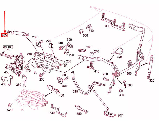 NEW MERCEDES-BENZ SL R230 TRUNK LID PNEUMATIC SPRING DAMPER A2309800164 ORIGINAL