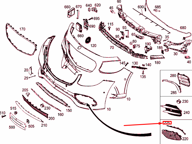 NEW MERCEDES-BENZ E W213 FRONT LEFT BUMPER GRILLE MOLDING A2138850174 ORIGINAL