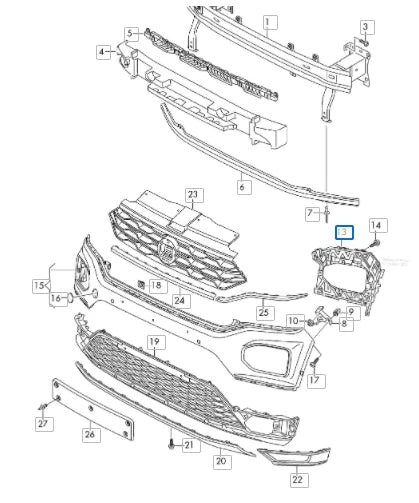 NEW VOLKSWAGEN T-ROC FRONT LEFT BUMPER SUPPORT ELEMENT 2GA807723C